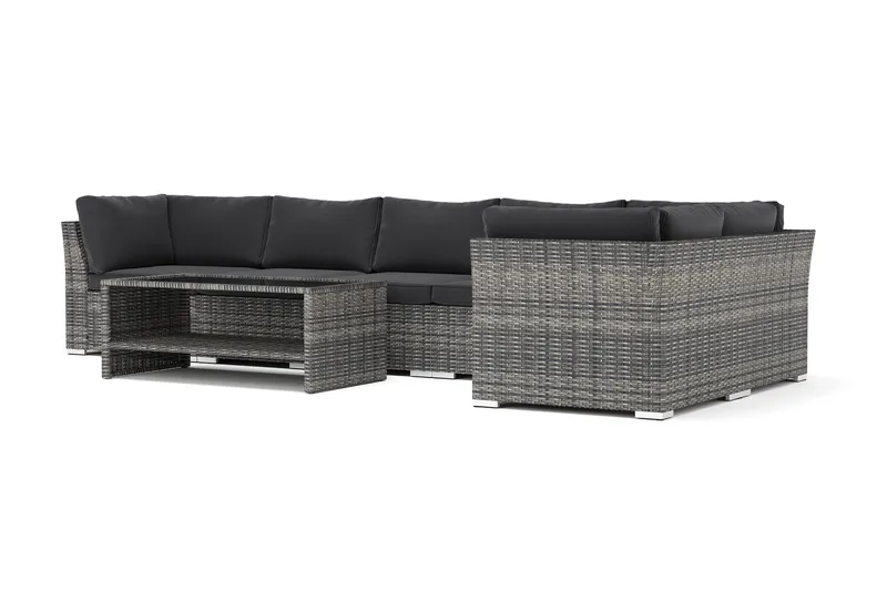 Wisconsin-ulkokäyttöön tarkoitettu L-sohva, 6-istuttava, käännettävä, Harmaa