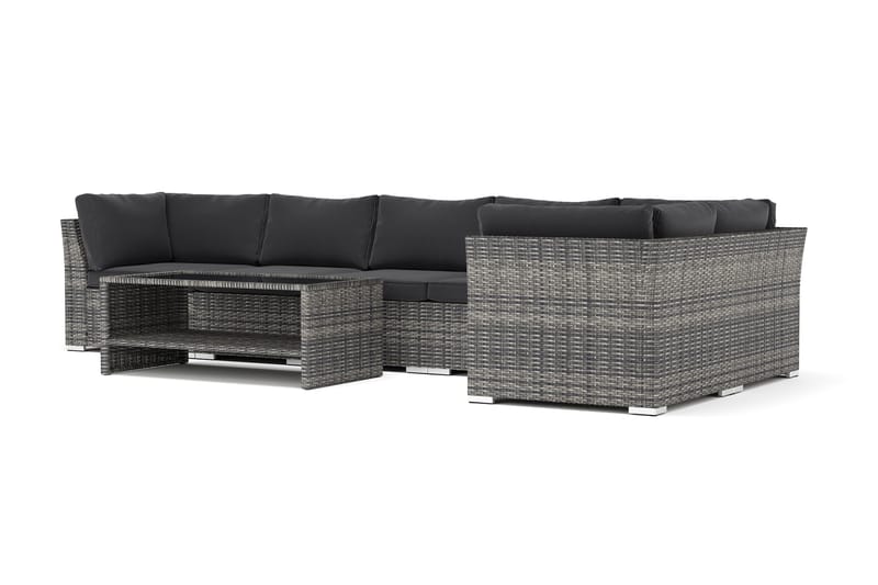 Wisconsin-ulkokäyttöön tarkoitettu L-sohva, 6-istuttava, käännettävä, Harmaa