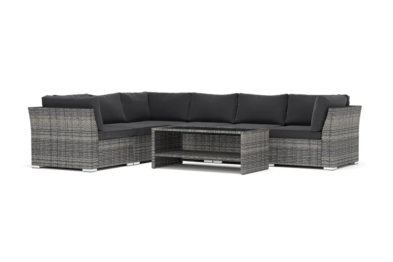 Wisconsin ulkokäyttöön tarkoitettu L-sohva, 6-paikkainen, käännettävä, Harmaa