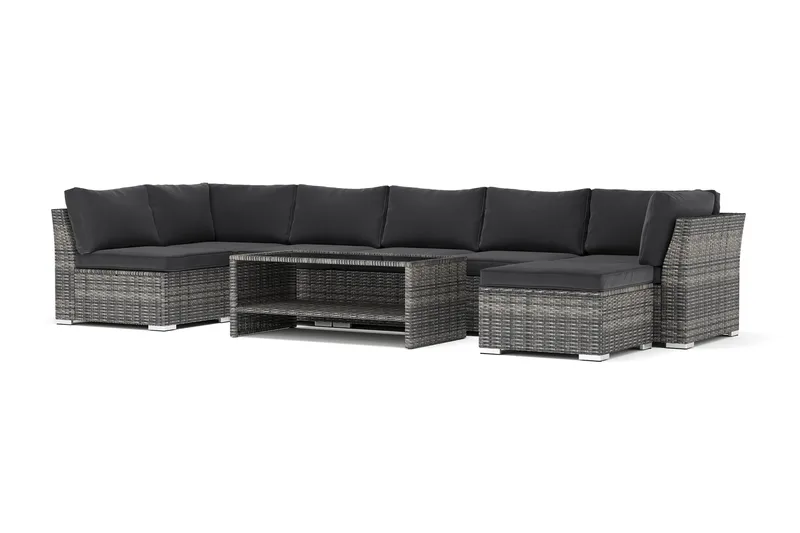 Wisconsin ulkokäyttöön U-sohva 7-istuttava, käännettävä divaani, Harmaa