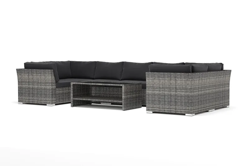 Wisconsin ulkokäyttöön U-sohva 7-istuttava, suljetulla päädyllä, Harmaa