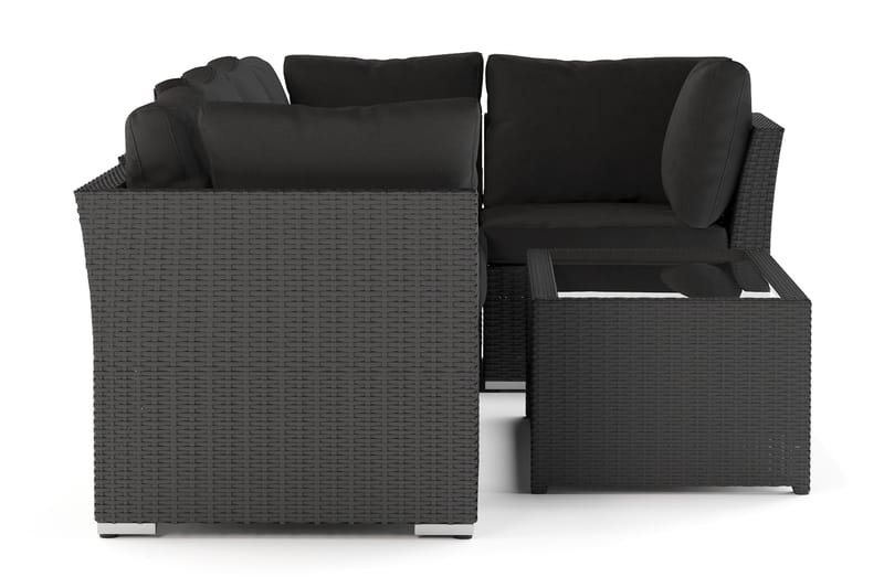Wisconsin Premium Lounge-ryhmä Ulkokäyttöön – Sohvaryhmä Terassille Polyrottinkia - Musta - Puutarhakalusteet - Terassiryhmät - Oleskeluryhmät