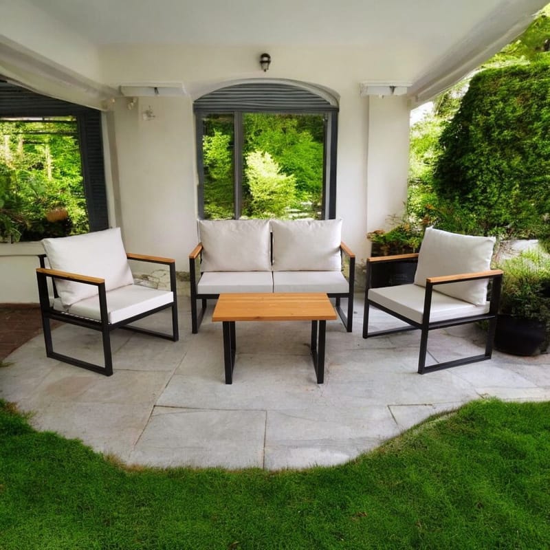 Zevric 4-istuttava Sohvaryhmä Ulkokäyttöön - Beige - Puutarhakalusteet - Terassiryhmät - Sohvaryhmät ulos