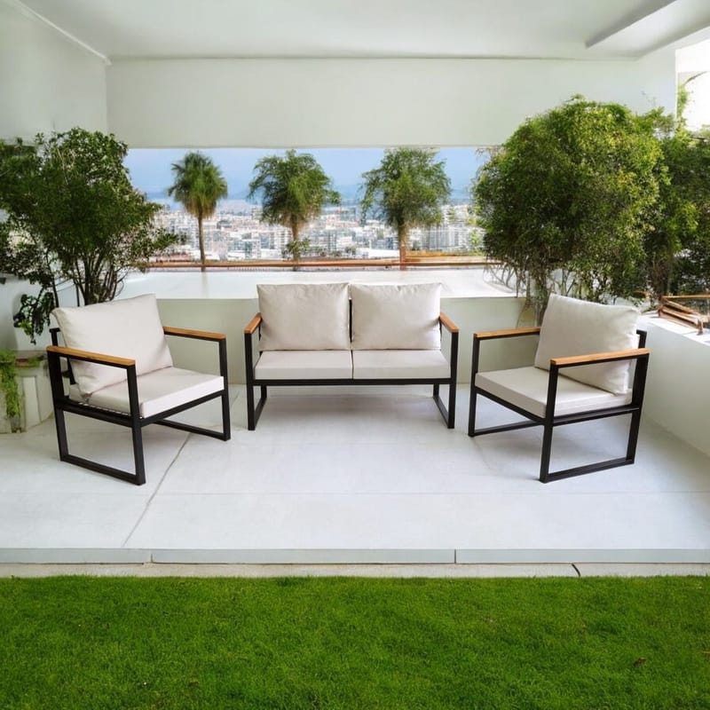 Zevric 4-istuttava Sohvaryhmä Ulkokäyttöön - Beige - Puutarhakalusteet - Terassiryhmät - Sohvaryhmät ulos