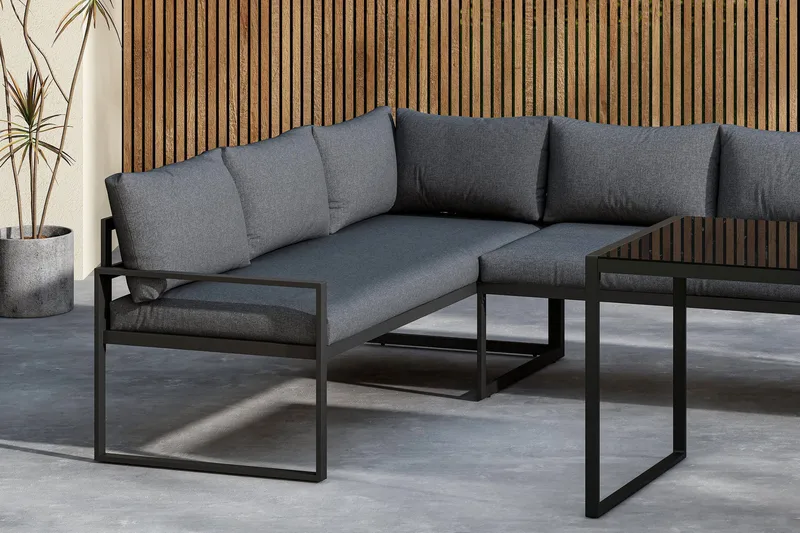 Zingaro Sohvaryhmä Ulkokäyttöön 4-istuttava - Musta/Harmaa - Puutarhakalusteet - Terassiryhmät - Oleskeluryhmät