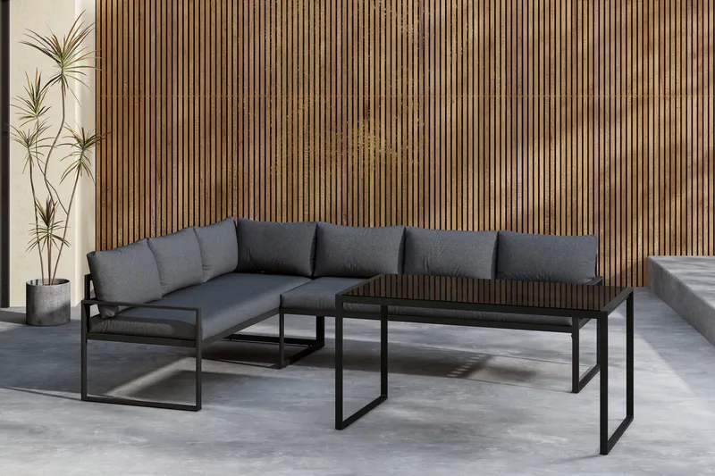 Zingaro Sohvaryhmä Ulkokäyttöön 4-istuttava - Musta/Harmaa - Puutarhakalusteet - Terassiryhmät - Oleskeluryhmät