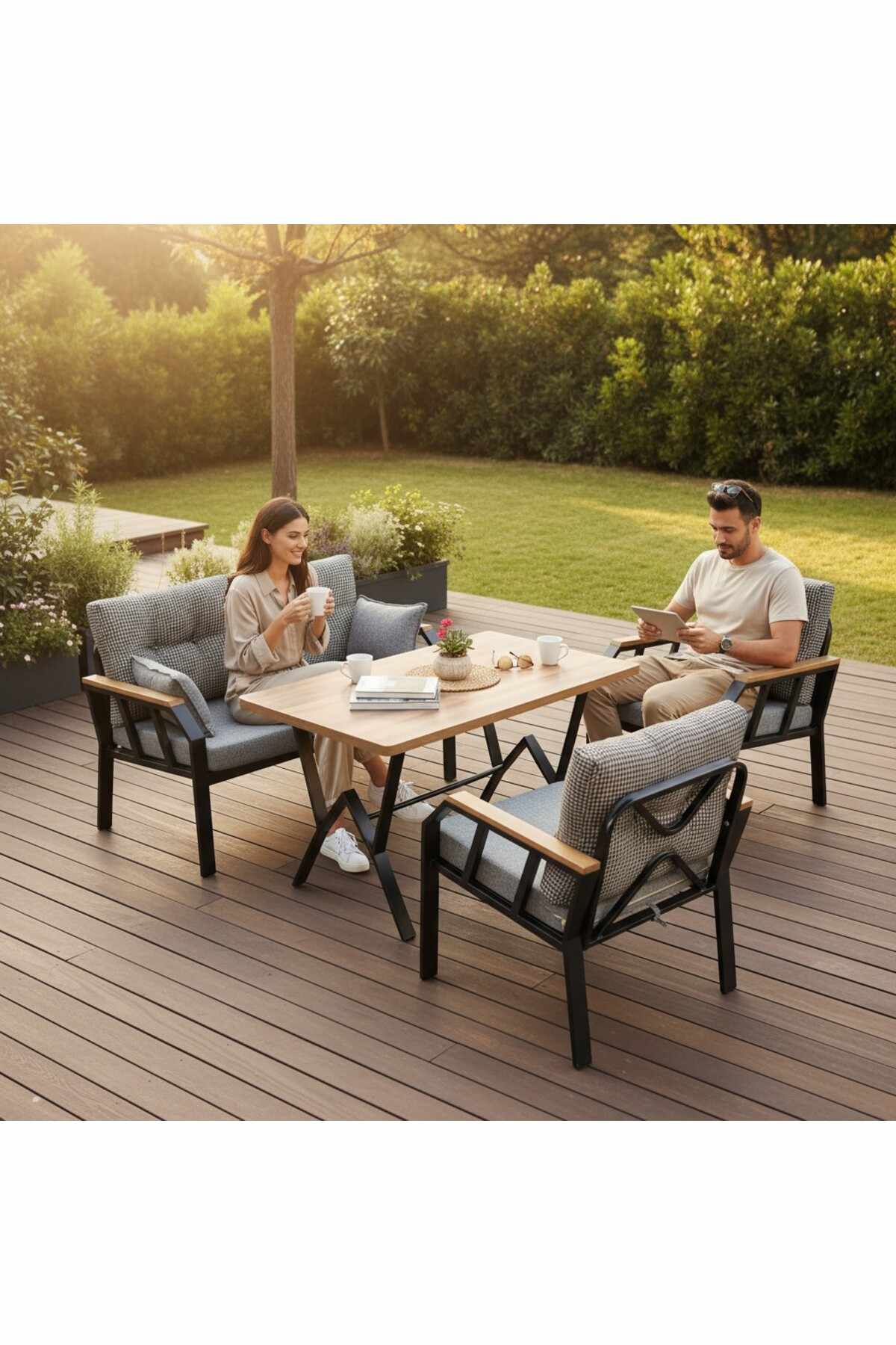 Garden Lounge Set Atelier Del Sofa Musta valkoinen -
