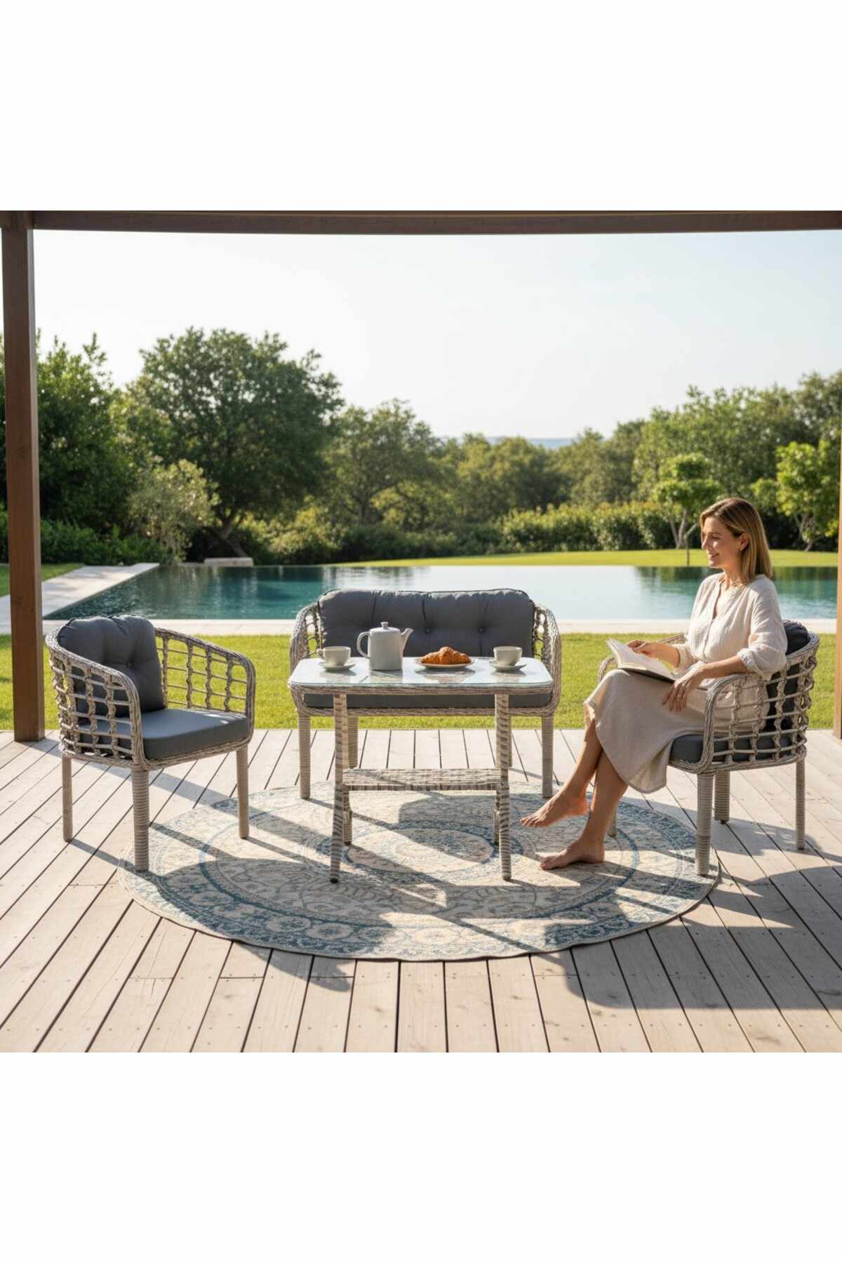 Garden Lounge Set Atelier Del Sofa Tummanharmaa -