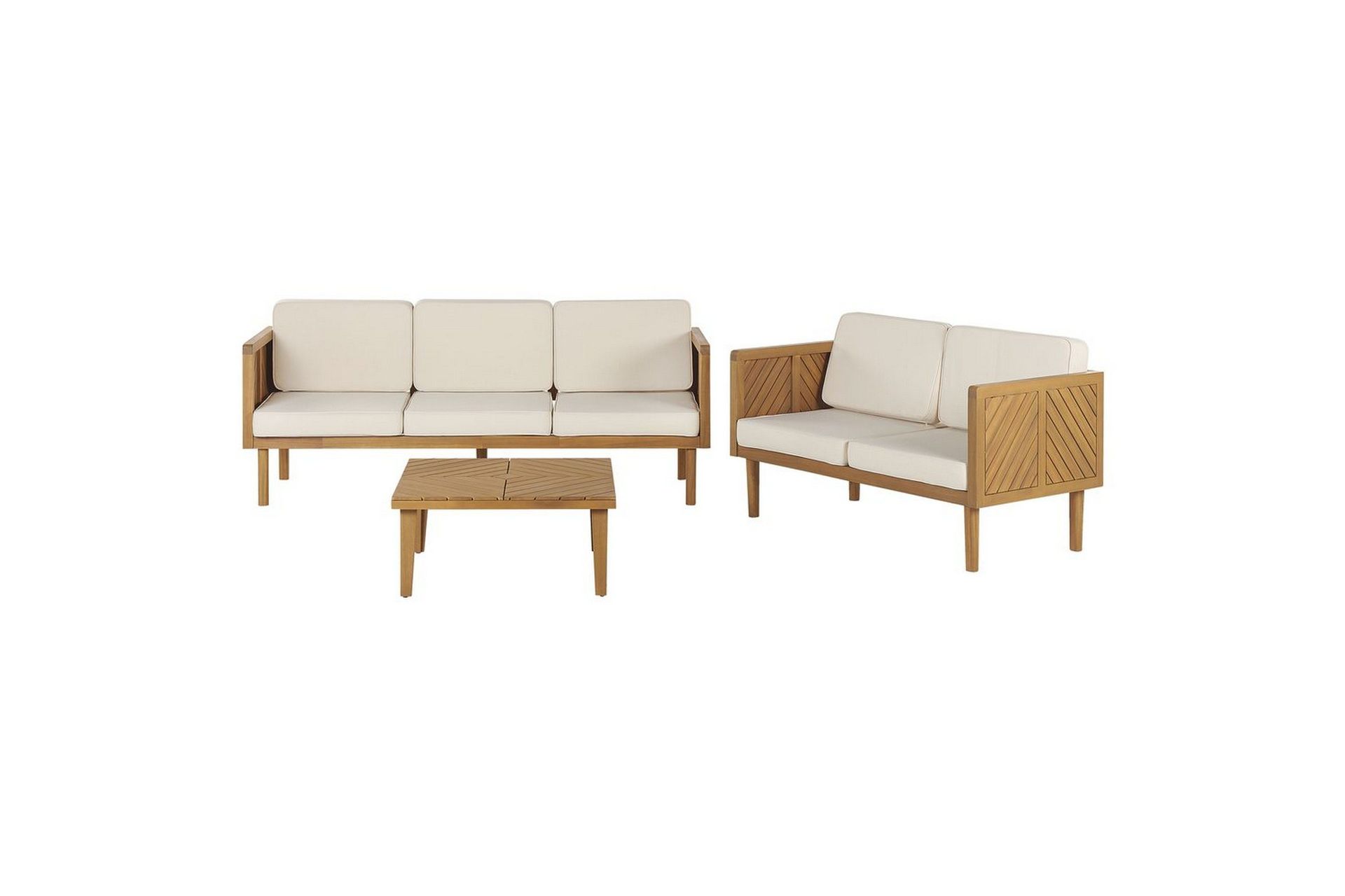 Loungegrupp Beliani Baratti 5-Sits Light wood\|\|Beige -
