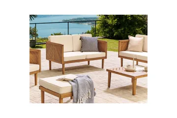 2-sitssoffa Beliani Baratti Light wood||Beige - Puutarhakalusteet - Ulkosohva & puutarhapenkki - Puutarhasohva