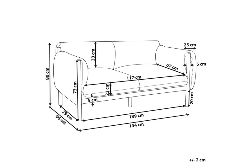 2-sitssoffa Beliani Esperia Grey, Black - Puutarhakalusteet - Ulkosohva & puutarhapenkki - Puutarhasohva
