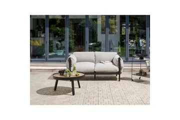 2-sitssoffa Beliani Esperia Grey, Black - Puutarhakalusteet - Ulkosohva & puutarhapenkki - Puutarhasohva