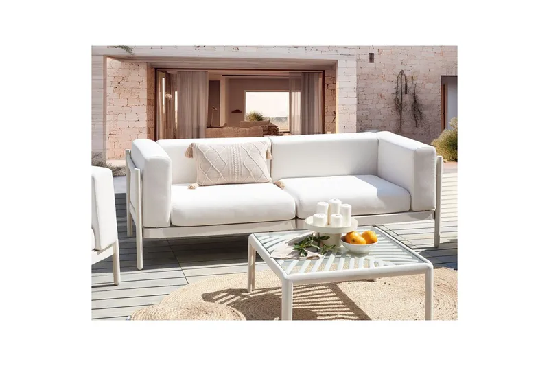 2-sitssoffa Beliani Ferretti Beige - Puutarhakalusteet - Ulkosohva & puutarhapenkki - Puutarhasohva