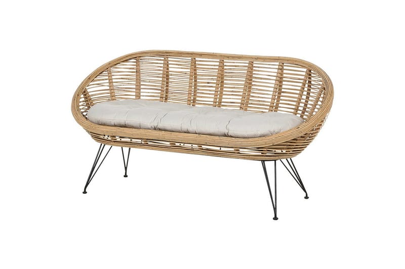 2-sitssoffa Beliani Maratea Natural||Black||Beige - Puutarhakalusteet - Ulkosohva & puutarhapenkki - Puutarhasohva