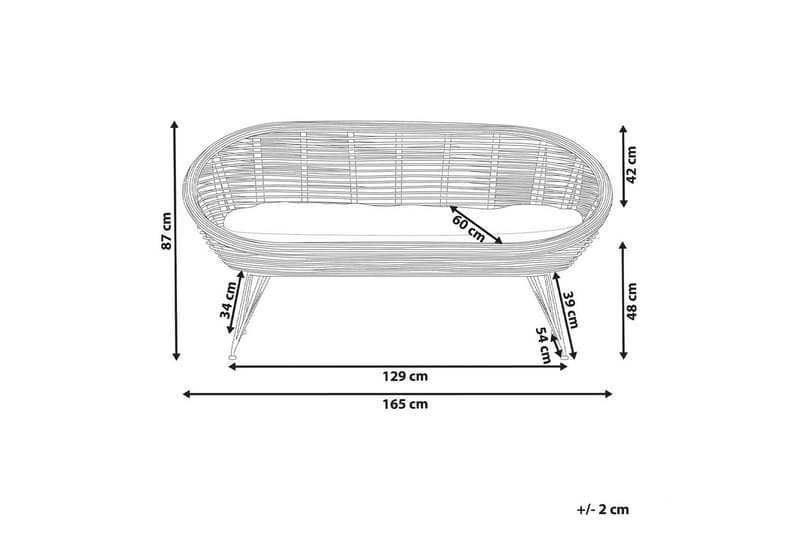2-sitssoffa Beliani Maratea Natural||Black||Beige - Puutarhakalusteet - Ulkosohva & puutarhapenkki - Puutarhasohva