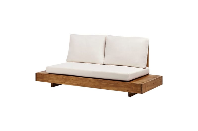 2-sitssoffa Beliani Marettimo Light wood, White - Puutarhakalusteet - Ulkosohva & puutarhapenkki - Puutarhasohva