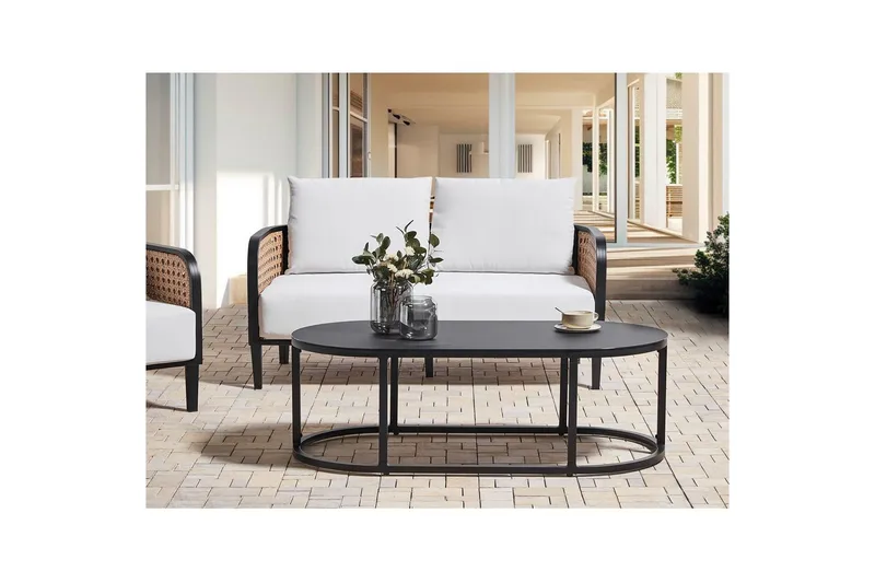 2-sitssoffa Beliani Montefalco White||Black - Puutarhakalusteet - Parveke - Parvekekalusteet - Parvekesetti