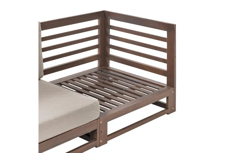 2-sitssoffa Beliani Trani Ljus trä/grått/beige Dark wood||Grey||Beige - Puutarhakalusteet - Ulkosohva & puutarhapenkki - Puutarhasohva