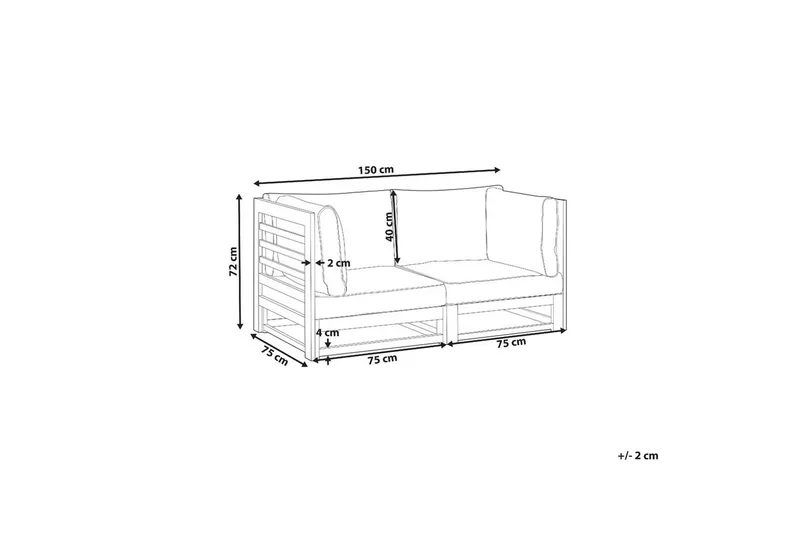 2-sitssoffa Beliani Trani Ljus trä/grått/beige Light wood||Grey||Beige - Puutarhakalusteet - Ulkosohva & puutarhapenkki - Puutarhasohva