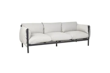 3-sitssoffa Beliani Esperia Grey, Black - Puutarhakalusteet - Ulkosohva & puutarhapenkki - Puutarhasohva