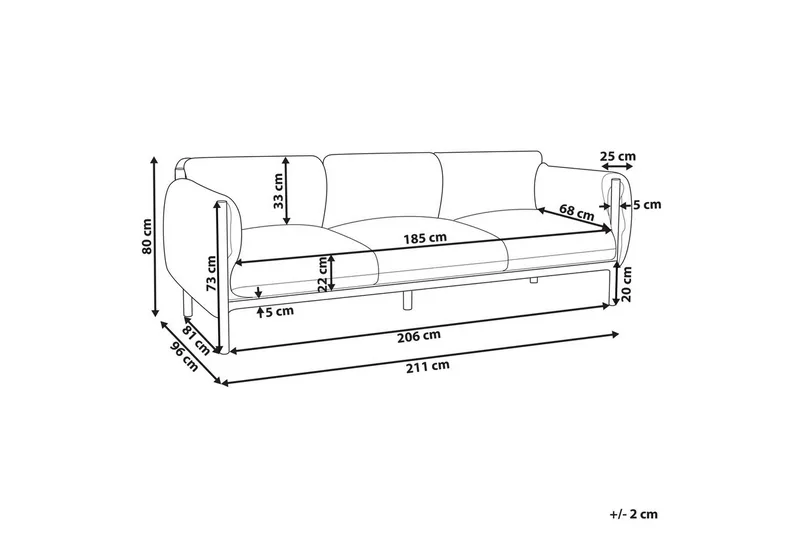 3-sitssoffa Beliani Esperia Grey, Black - Puutarhakalusteet - Ulkosohva & puutarhapenkki - Puutarhasohva