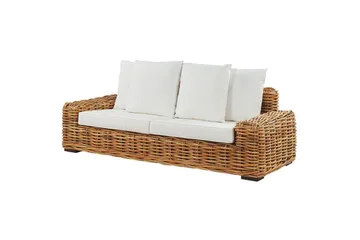 3-sitssoffa Beliani Forli Natural||Beige||White - Puutarhakalusteet - Ulkosohva & puutarhapenkki - Puutarhasohva
