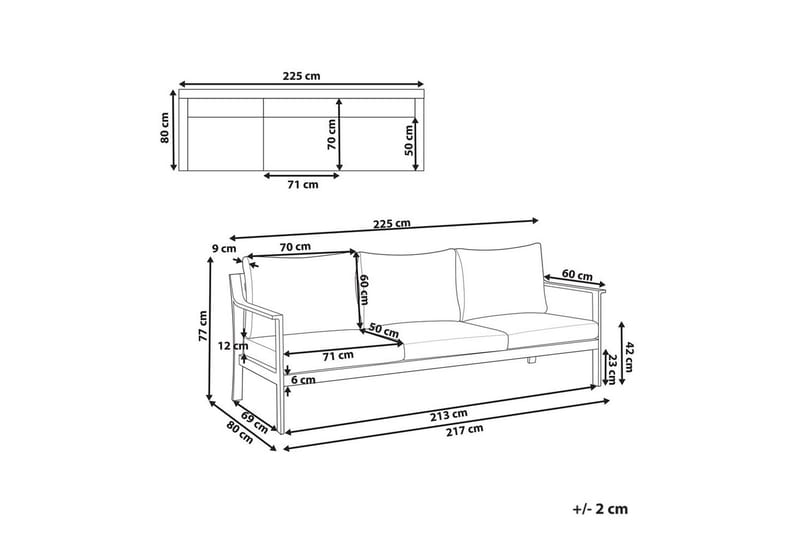 3-sitssoffa Beliani Kiato Grå/svart Grey||Black - Puutarhakalusteet - Ulkosohva & puutarhapenkki - Puutarhasohva