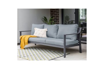 3-sitssoffa Beliani Kiato Grå/svart Grey||Black - Puutarhakalusteet - Ulkosohva & puutarhapenkki - Puutarhasohva