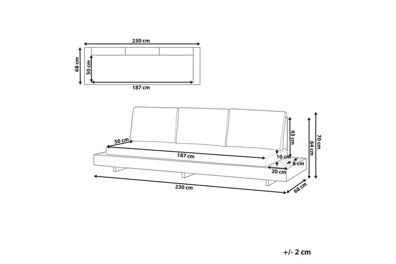3-sitssoffa Beliani Marettimo Light wood||White - Puutarhakalusteet - Ulkosohva & puutarhapenkki - Puutarhasohva