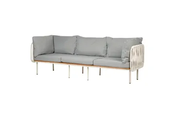 3-sitssoffa Beliani Senise Grey||White||Light wood - Puutarhakalusteet - Ulkosohva & puutarhapenkki - Puutarhasohva