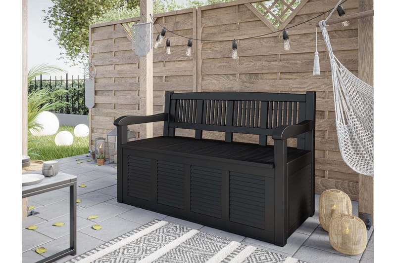 Cliffwyn Ulkopenkki Säilytyksellä - Harmaa - Puutarhakalusteet - Ulkosohva & puutarhapenkki - Puutarhapenkki & ulkopenkki