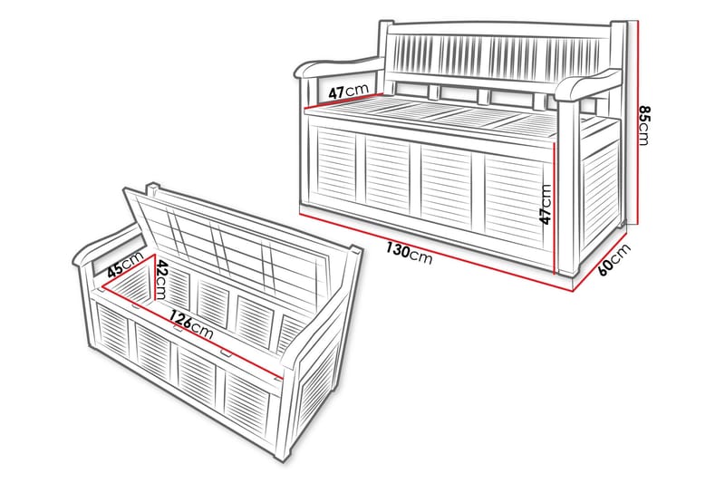 Cliffwyn Ulkopenkki Säilytyksellä - Harmaa - Puutarhakalusteet - Ulkosohva & puutarhapenkki - Puutarhapenkki & ulkopenkki