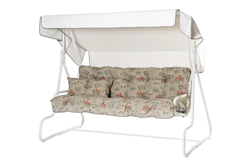 De Luxe Täydellinen riippukeinu 196 cm, Valkoinen/Kukkakuvioinen