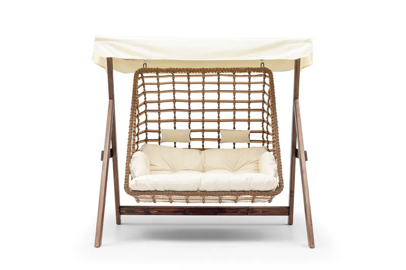 Girne Täydellinen Keinutuoli 190 cm - Kerma - Puutarhakalusteet - Ulkosohva & puutarhapenkki - Pihakeinu & puutarhakeinu