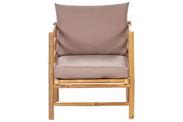 Hörnsoffa Beliani Cerreto Beige/ljust trä, 6-Sits Beige||Light wood - Puutarhakalusteet - Terassiryhmät - Oleskeluryhmät