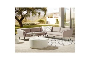 Hörnsoffa Beliani Loretello Beige/grå Beige||Grey - Puutarhakalusteet - Ulkosohva & puutarhapenkki - Puutarhasohva