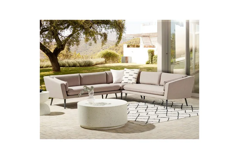 Hörnsoffa Beliani Loretello Beige/grå Beige||Grey - Puutarhakalusteet - Ulkosohva & puutarhapenkki - Puutarhasohva