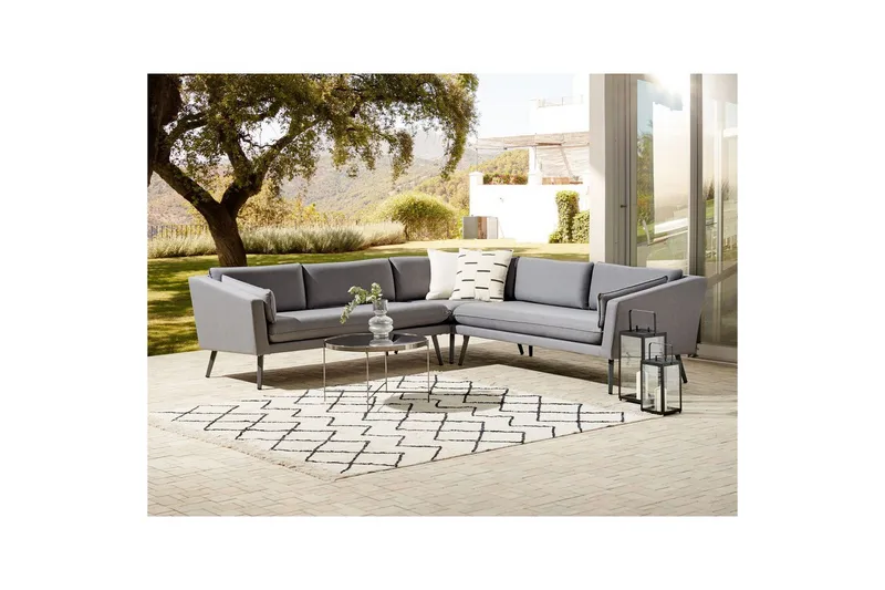 Hörnsoffa Beliani Loretello Beige/grå Grey - Puutarhakalusteet - Ulkosohva & puutarhapenkki - Puutarhasohva