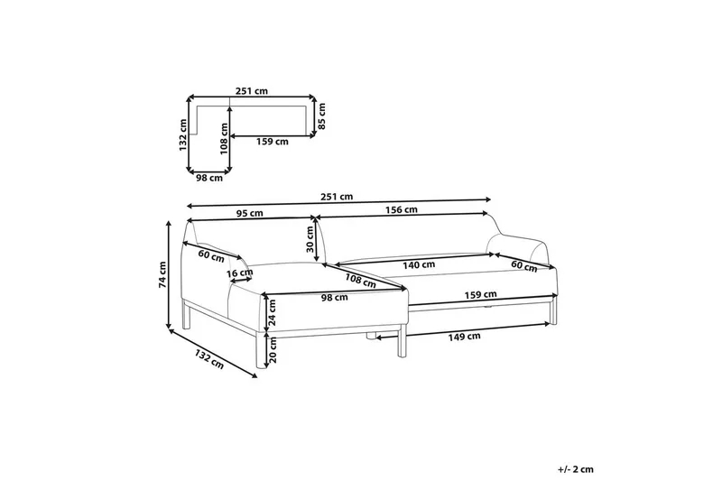Hörnsoffa Beliani Sosjo Beige, ljust trä, Högervänd Brown||Light colored wood Left-faced - Huonekalut - Sohva - Kulmasohva - Kulmadivaanisohva