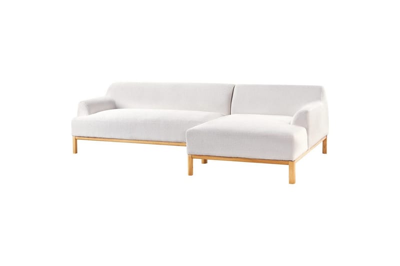 Hörnsoffa Beliani Sosjo Beige, ljust trä, Högervänd NO_BRAND White||Light colored wood Right-faced - Huonekalut - Sohva - Kulmasohva - Kulmadivaanisohva