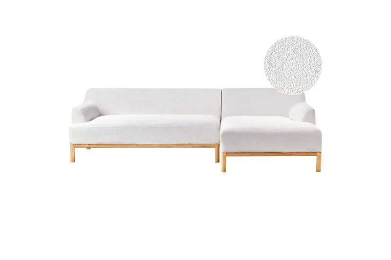 Hörnsoffa Beliani Sosjo Beige, ljust trä, Högervänd NO_BRAND White||Light colored wood Right-faced, undefined