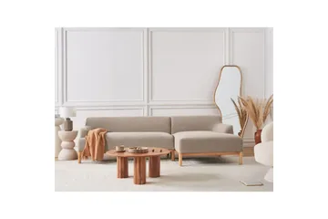 Hörnsoffa Beliani Sosjo Beige, ljust trä, Högervänd Taupe Right-faced - Huonekalut - Sohva - Divaanisohva