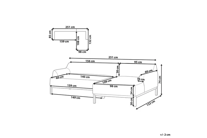 Hörnsoffa Beliani Sosjo Beige, ljust trä, Högervänd White||Light colored wood Right-faced - Huonekalut - Sohva - Kulmasohva - Kulmadivaanisohva
