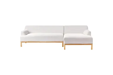 Hörnsoffa Beliani Sosjo Beige, ljust trä, Högervänd White||Light colored wood Right-faced - Huonekalut - Sohva - Divaanisohva