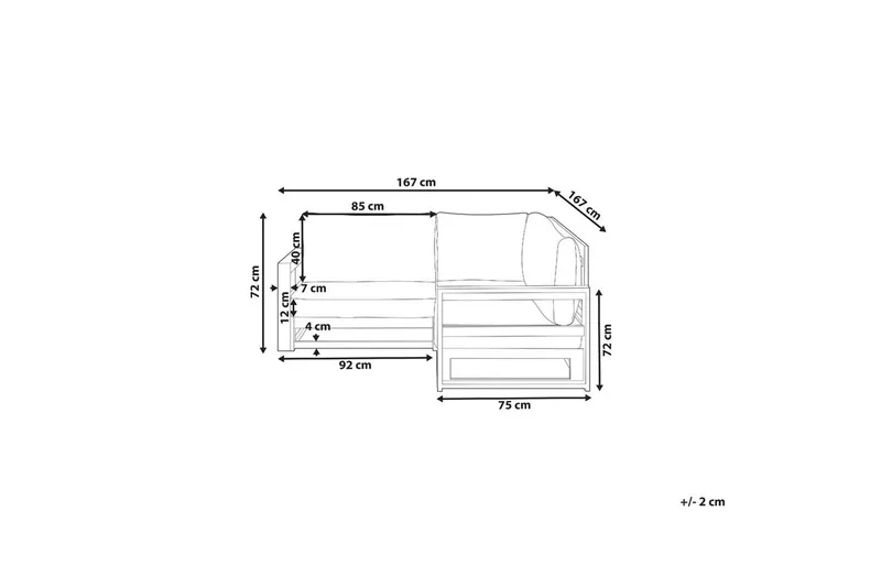 Hörnsoffa Beliani Timor Ljus trä/grått/beige, Ja Dark wood||Grey||Beige - Puutarhakalusteet - Ulkosohva & puutarhapenkki - Puutarhasohva