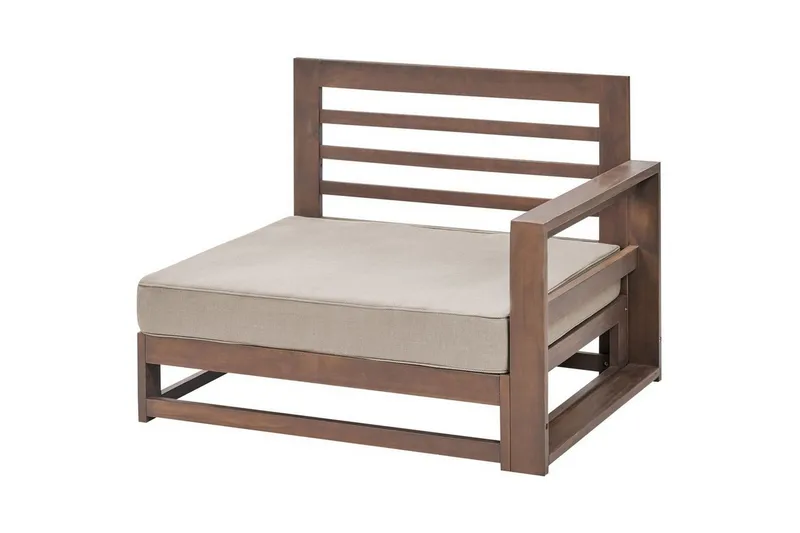 Hörnsoffa Beliani Timor Ljus trä/grått/beige, Ja Dark wood||Grey||Beige - Puutarhakalusteet - Ulkosohva & puutarhapenkki - Puutarhasohva