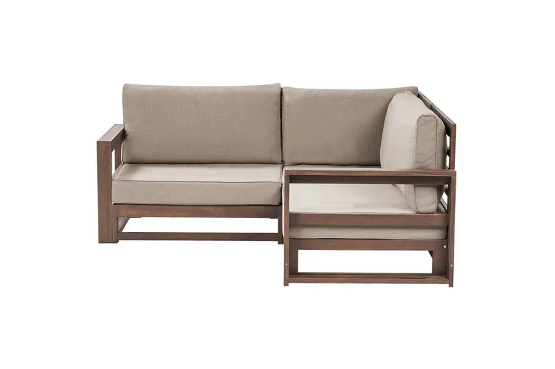 Hörnsoffa Beliani Timor Ljus trä/grått/beige, Ja Dark wood||Grey||Beige, undefined