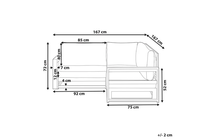 Hörnsoffa Beliani Timor Ljus trä/grått/beige, Ja Light wood||Grey||Beige - Puutarhakalusteet - Ulkosohva & puutarhapenkki - Puutarhasohva