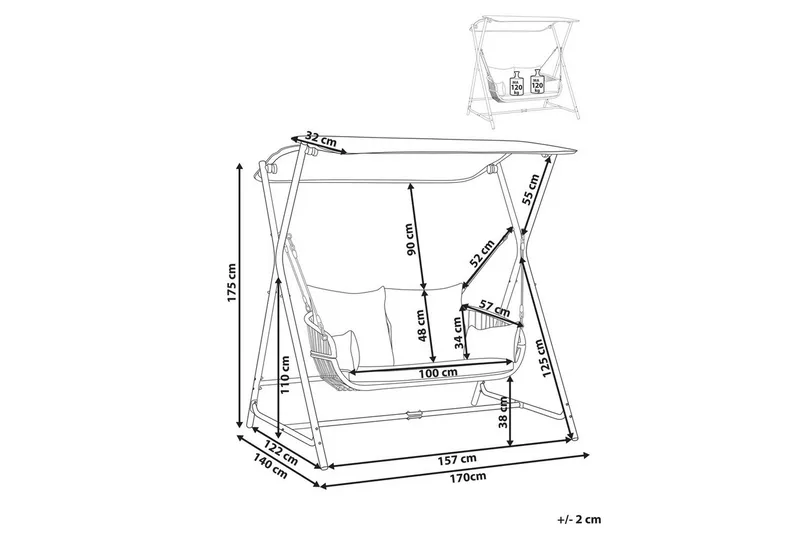 Keinu Fiastra - Tummanharmaa - Puutarhakalusteet - Ulkosohva & puutarhapenkki - Pihakeinu & puutarhakeinu