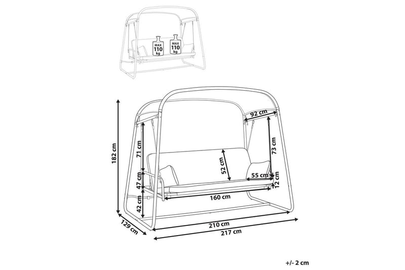 Keinu Marsciano - Tummanharmaa - Puutarhakalusteet - Ulkosohva & puutarhapenkki - Pihakeinu & puutarhakeinu